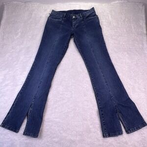 VTG Polo Jeans Company RL Women's 6 Flare Split Hem Jeans Blue Med Wash Y2K Rare